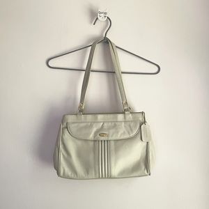 Vintage Inspired Leather Grannycore Shoulder Strap Handbag Cream One Size